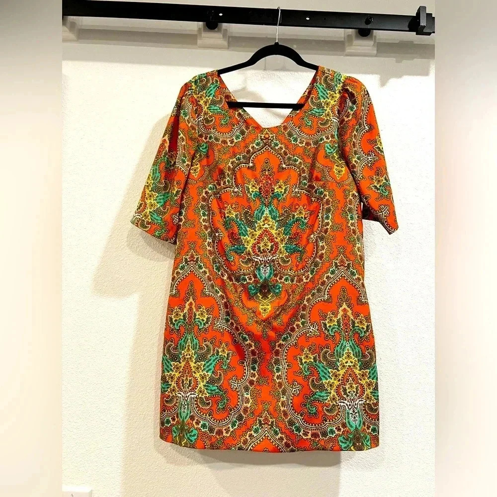 Eci New York tunic dress. GREAT colors and beading! Sz 12, see pics​